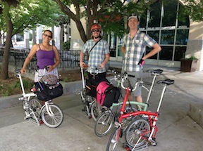 Bromptons at the summit, including Cynthia Rose of Santa Monica Spoke