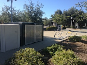 bike lockers at SacRT light rail Glenn station in Folsom