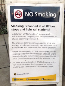 SacRT no smoking sign