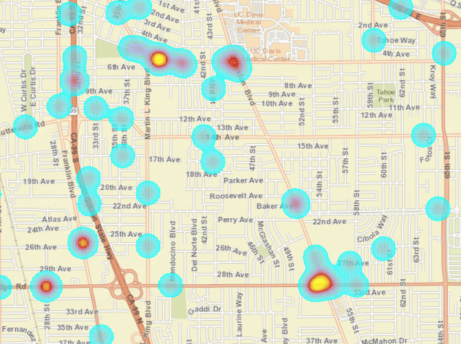 pedestrian collisions, killed or severe injury, south Sacramento
