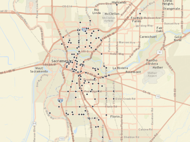 bicyclist collisions, City of Sacramento, killed or severe injury