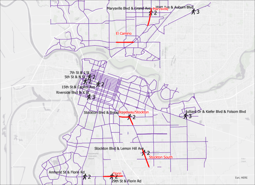 map Vision Zero top pedestrian intersections