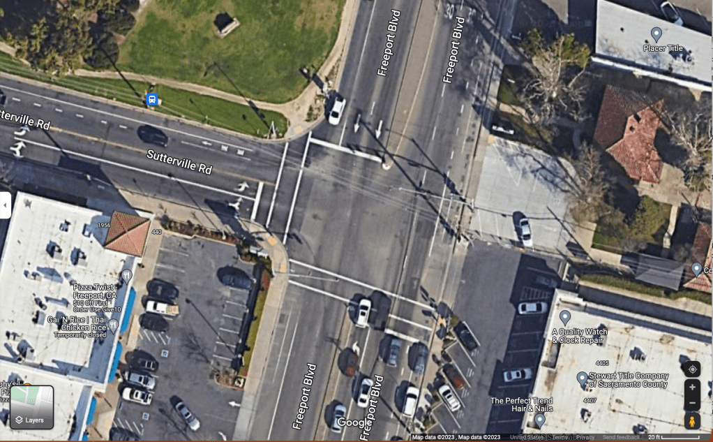 Freeport - Sutterville Rd W intersection existing