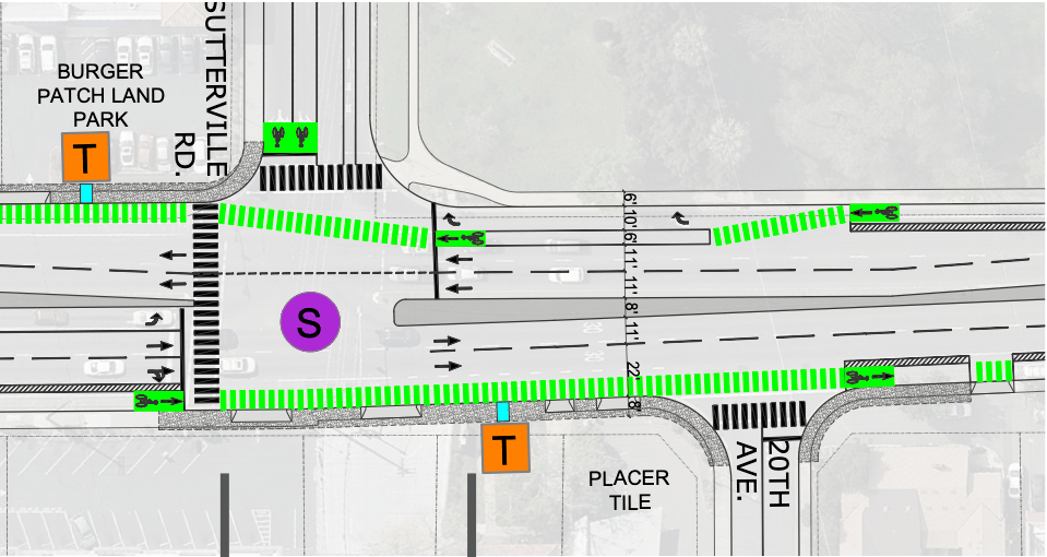 Freeport - Sutterville Rd W intersection proposed