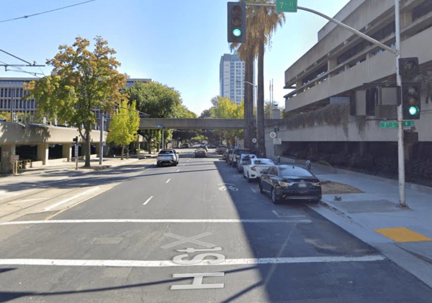H St parking and sharrows from 7th St to 8th St