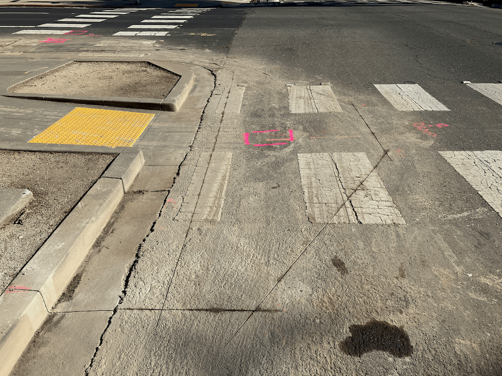 19th St & P St, SW corner, asphalt cuts for corners changes