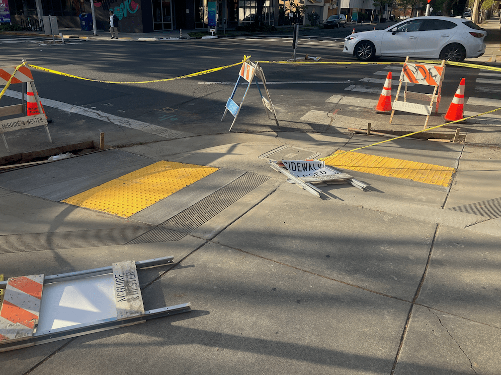 21st-St & O-St, NE corner, completed corner with ADA ramps