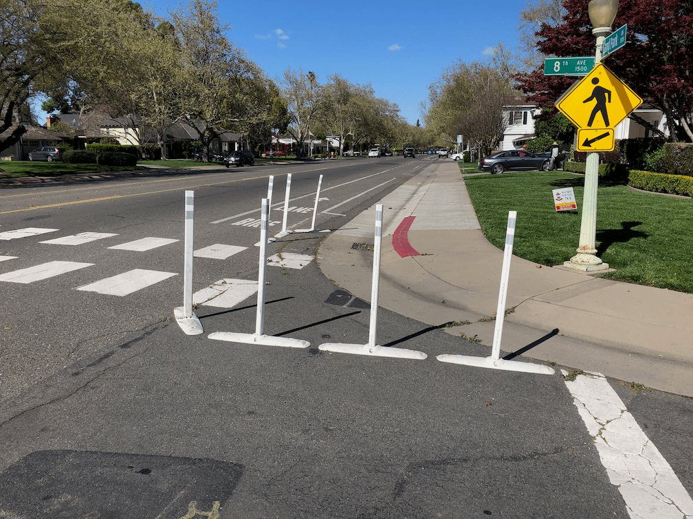 Land Park Dr & 8th Ave, northeast corner, temporary curb extension