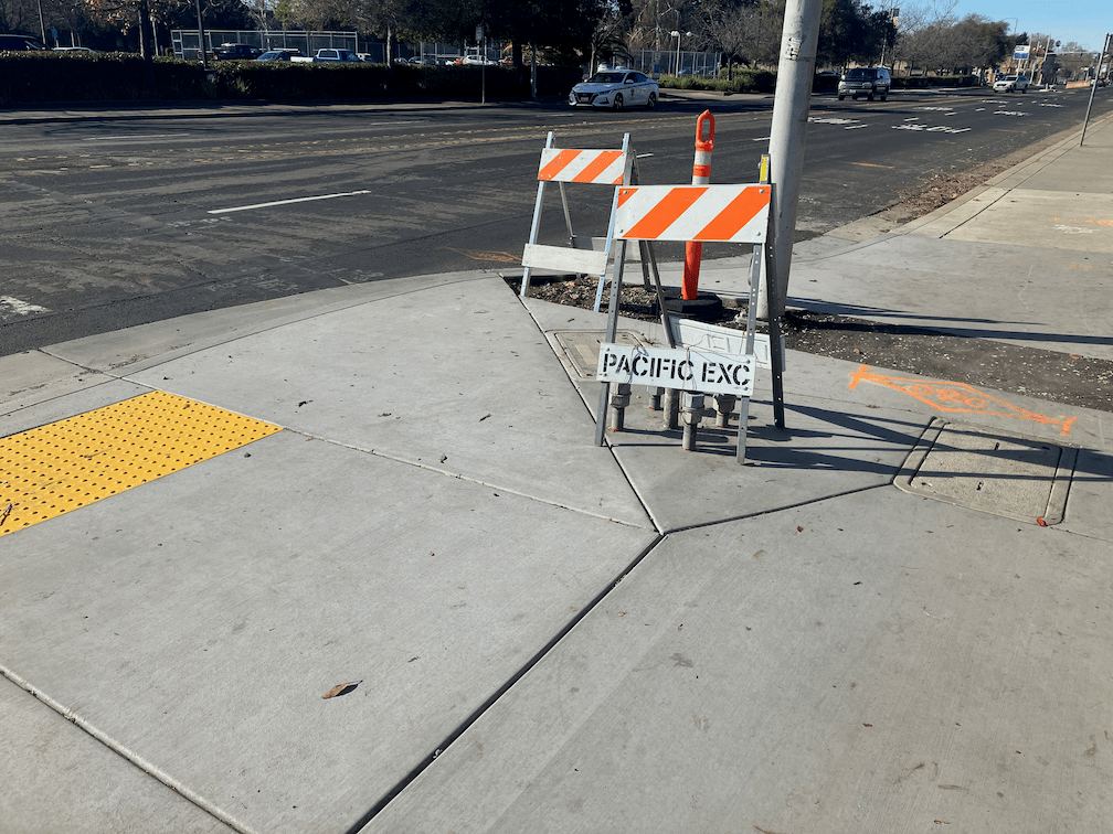 photo of non-dectectable barricade used for signal bases during construction