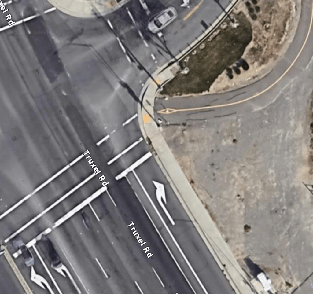 Google view of Jackrabbit Trail at Truxel Driver, detailed view of east side