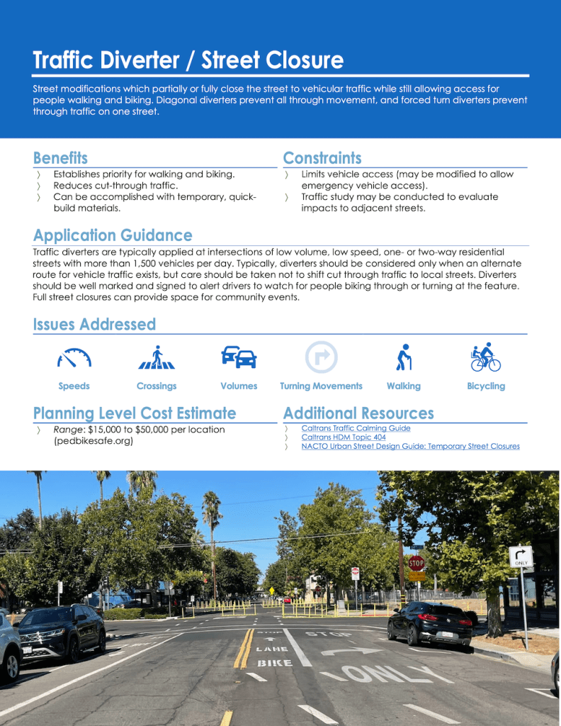 Traffic Diverter / Street Closure page from Streets for People Neighborhood Connections