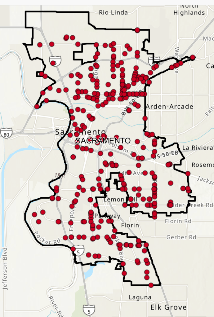 VZ crash dashboard map, selected for severity = fatal