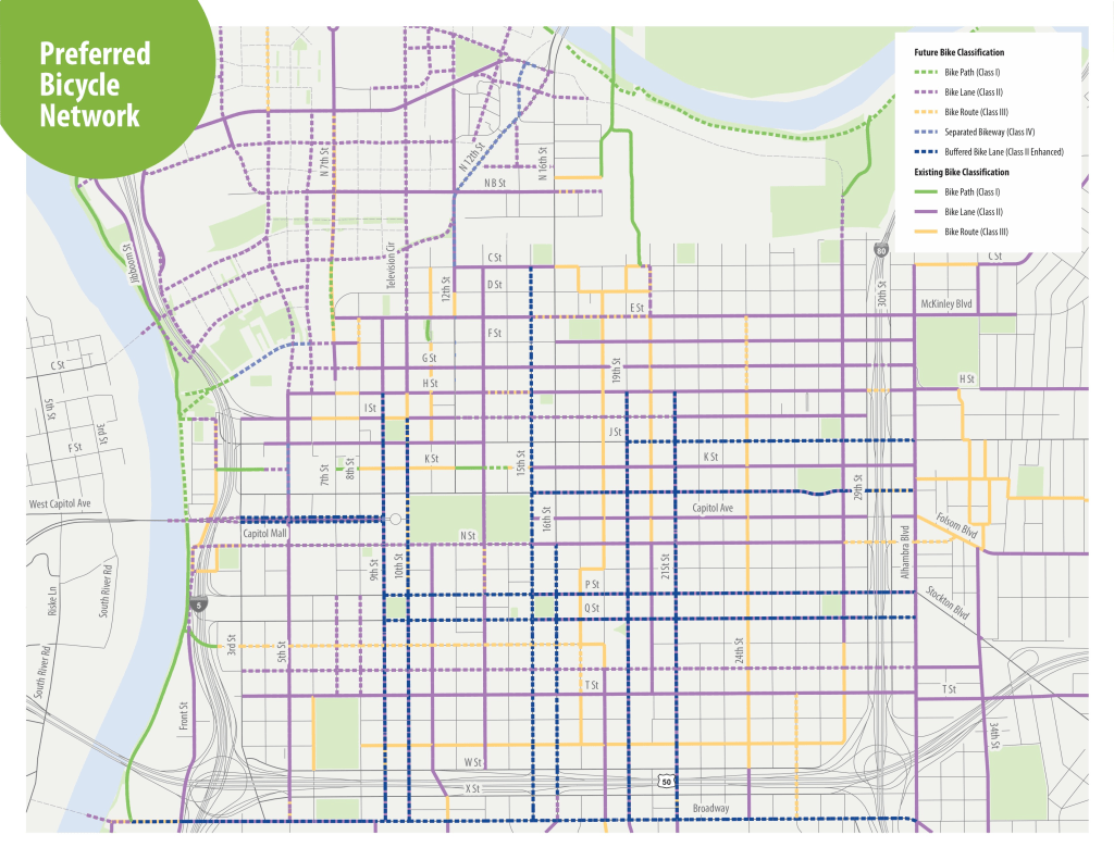 map of central city preferred bicycle network