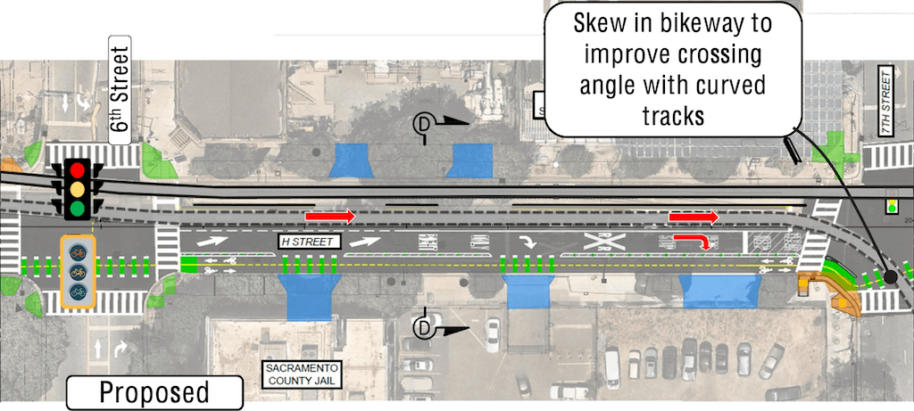 image of H St Bikeway from 6th St to 7th St, proposed