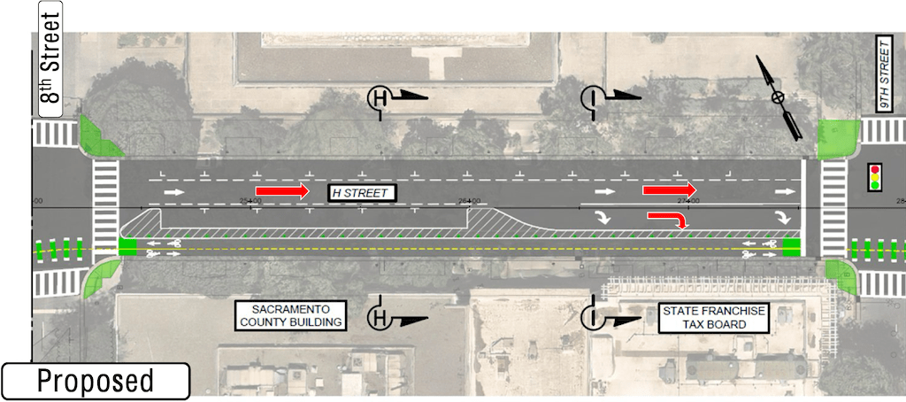 image of H St Bikeway, 8th St to 9th St, proposed