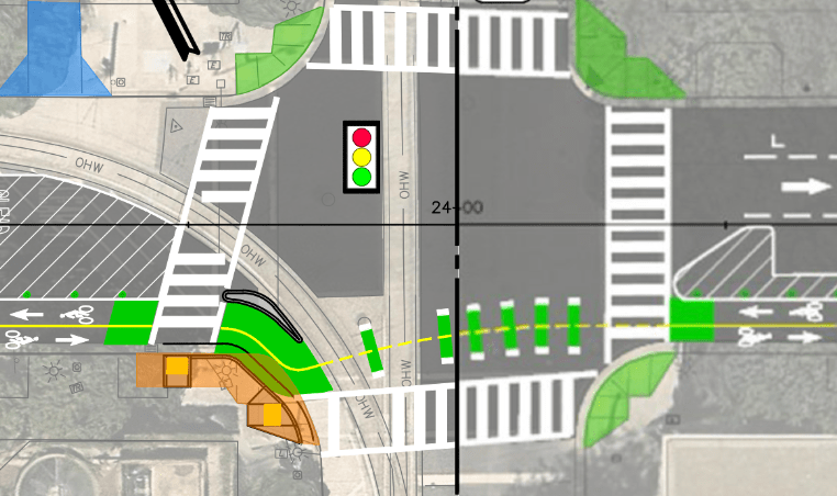 image of H St Bikeway, 8th St intersection, proposed
