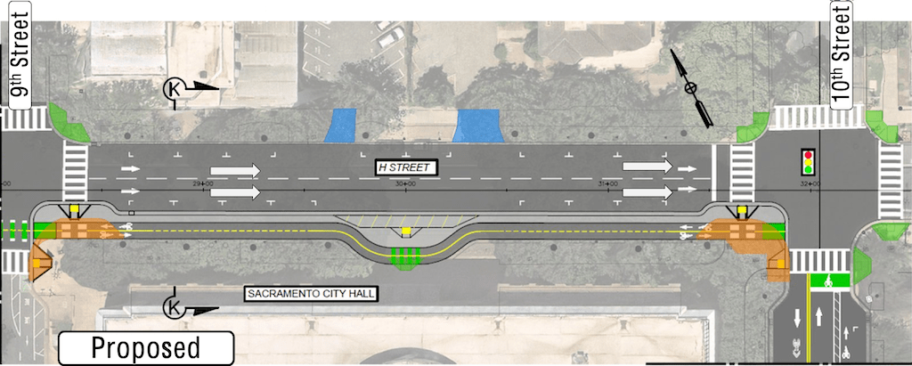 image of H St Bikeway from 9th St to 10th St, proposed