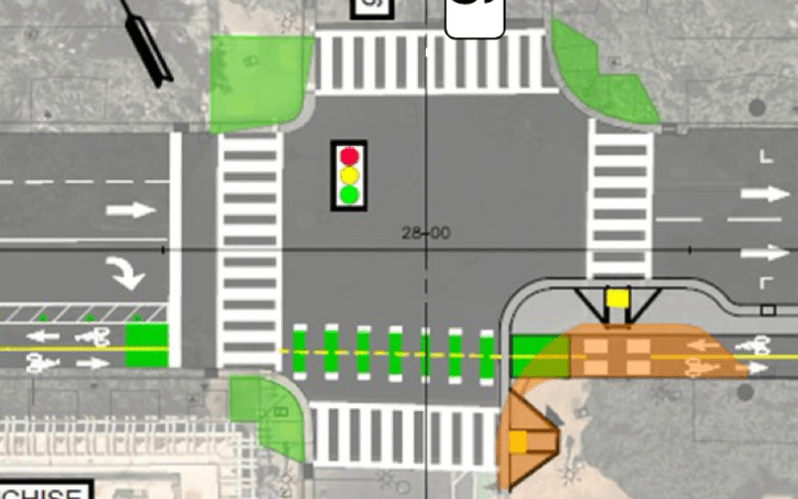 image of H St Bikeway, 9th St intersection, proposed