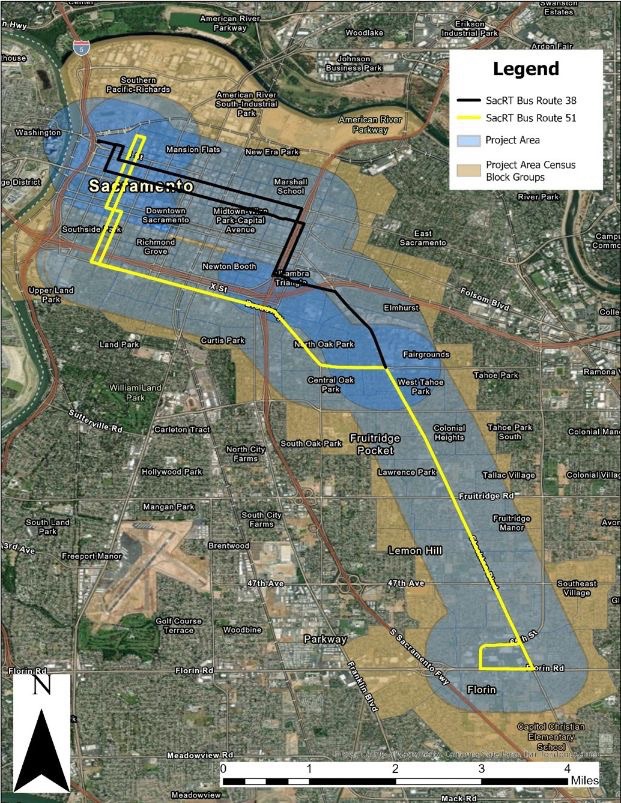 map of Stockton Blvd Safety and Transit Enhancement Project (STEP)