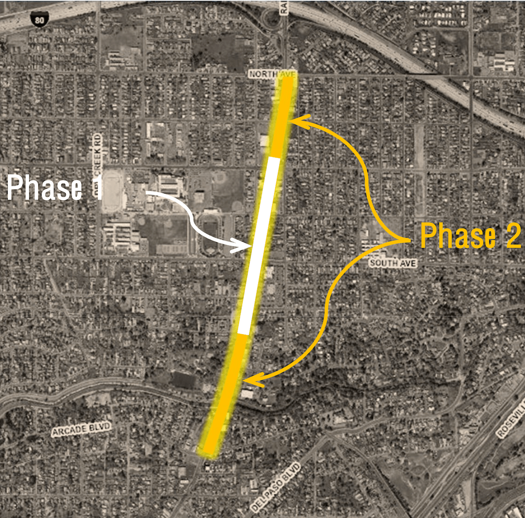 map of Marysville Blvd Phase 1 and Phase 2