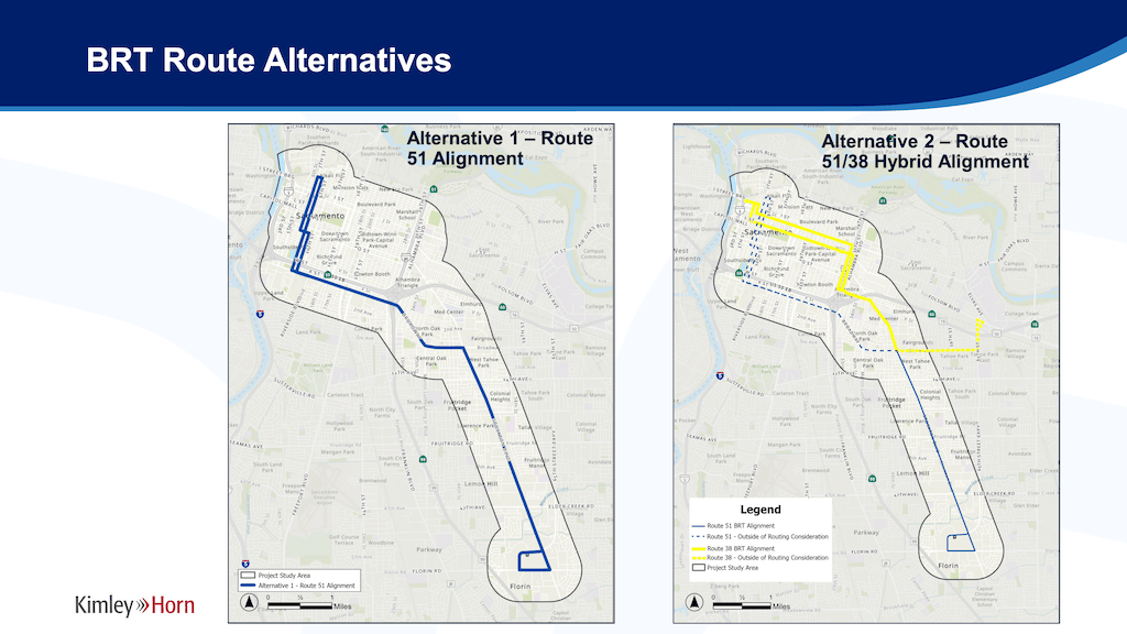 STEP BRT Route Alternatives, from SacATC presentation