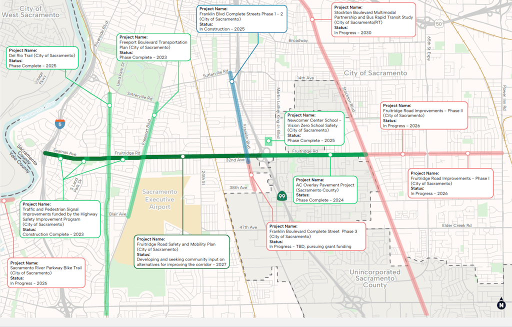 map of Fruitridge Road Safety and Mobility Project
