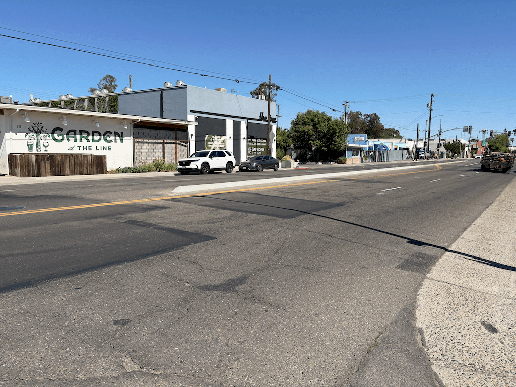 photo of new curb on Elvas Ave at The Line