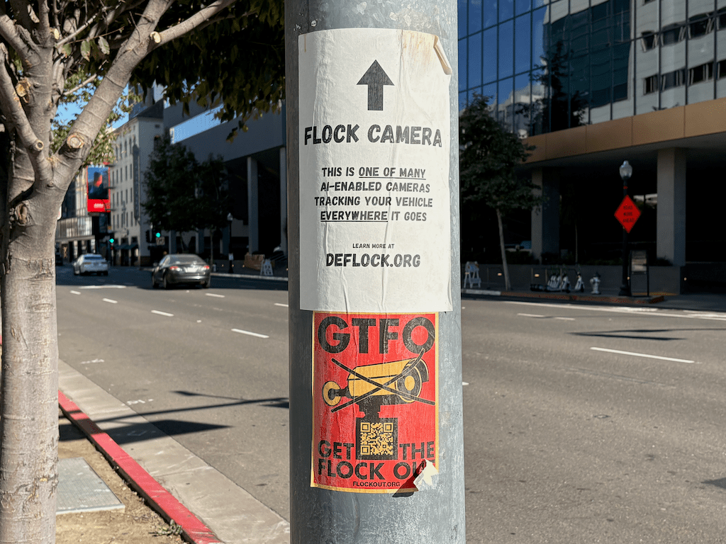 photo of Anti-Flock signs at J St & 5th St, misidentified