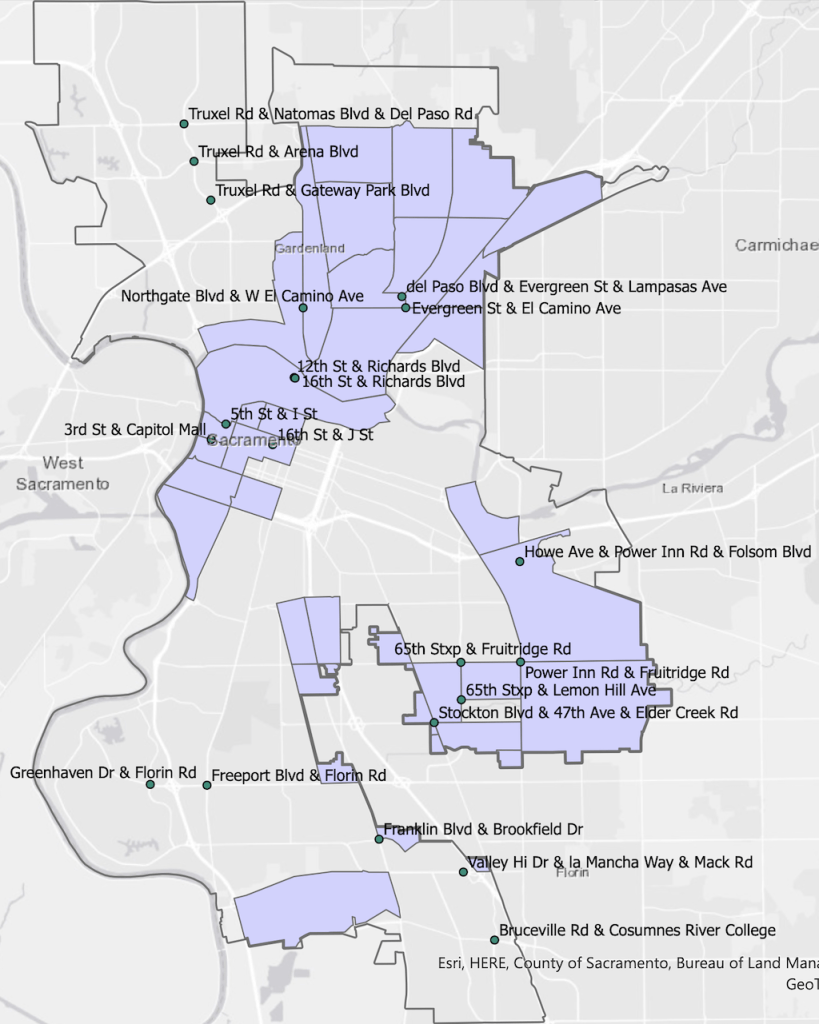 map of proposed Automated Red Light Camera locations and SB 535 disadvantaged communities