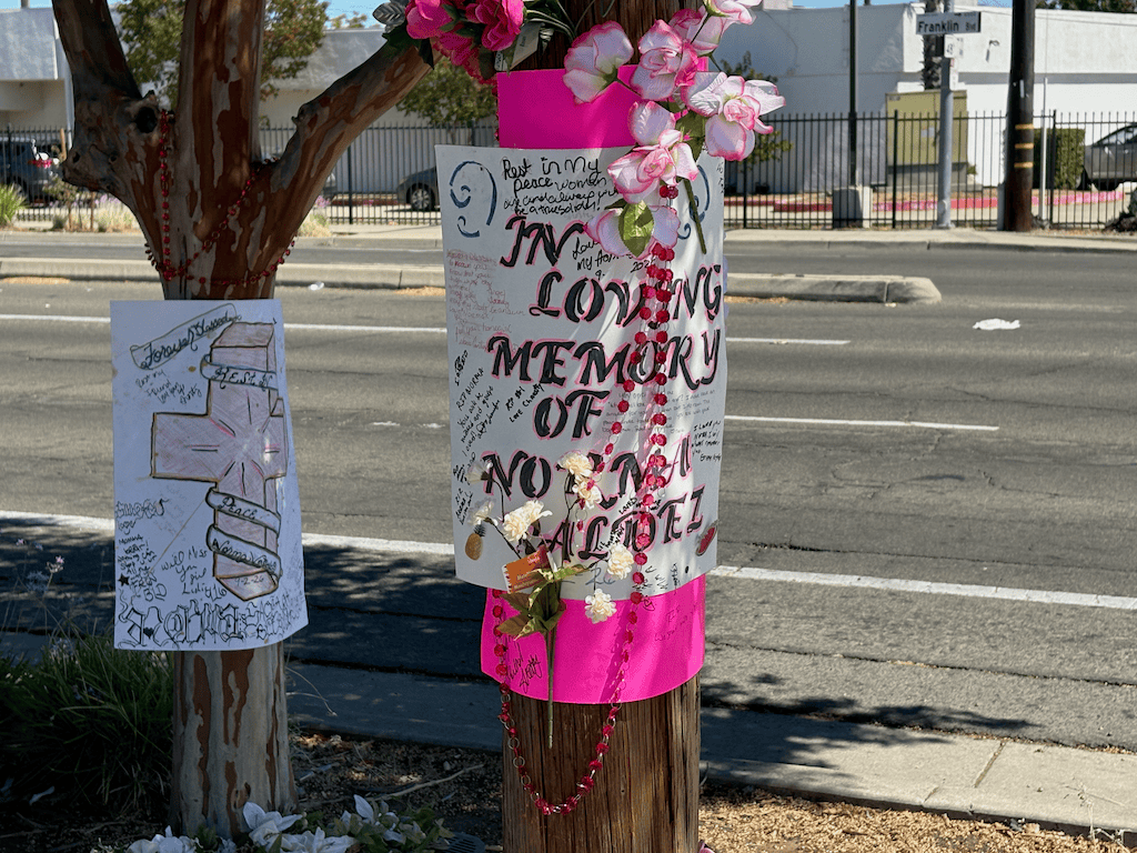 photo of memorial for Norma Valdez on Franklin Blvd