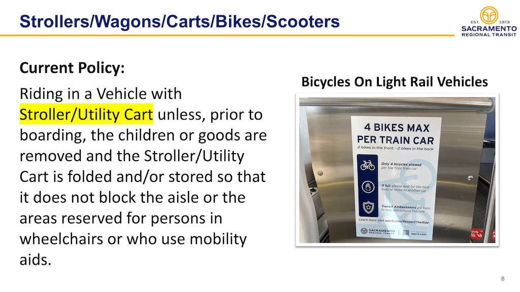 slide from ‘Customer Service Response to Feedback and Comments’ presentation on stroller policy