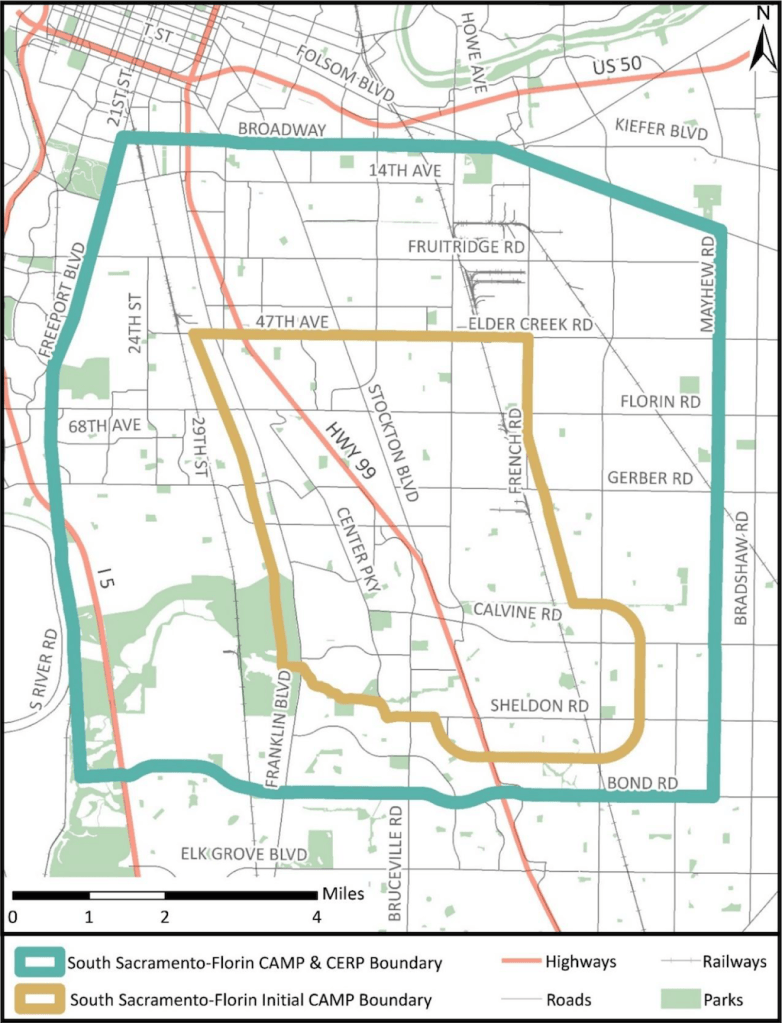 map of SouthSac-Floring CERP boundary, SMAQMD