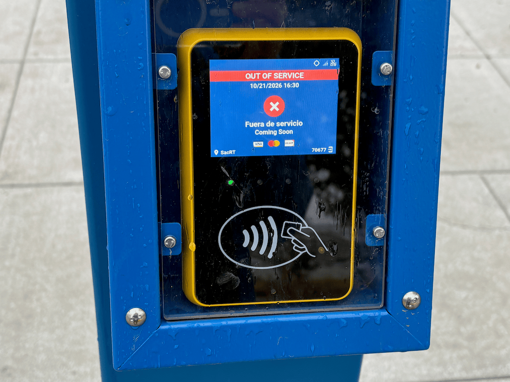 photo of SacRT 7th & Railyards Tap2Ride reader out of service