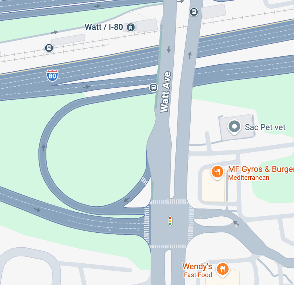I-80 on-ramp/off-ramp at Watt Ave, south side, eastbound, former